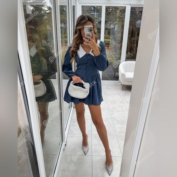 NWT ZARA Benla SHORT DRESS WITHβBIB COLLAR - Picture 10 of 16